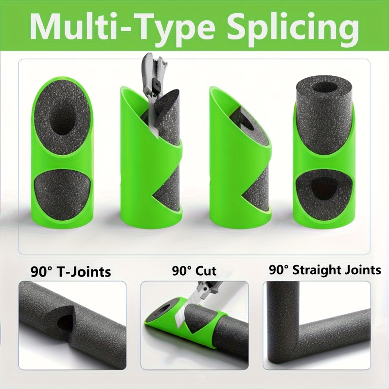 Pipe Insulation Foam - 3個入り パイプ断熱材カッター Vガイド 45 ° エルボTジョイントDIYフォームチューブモールドマルチパイプ径各種
