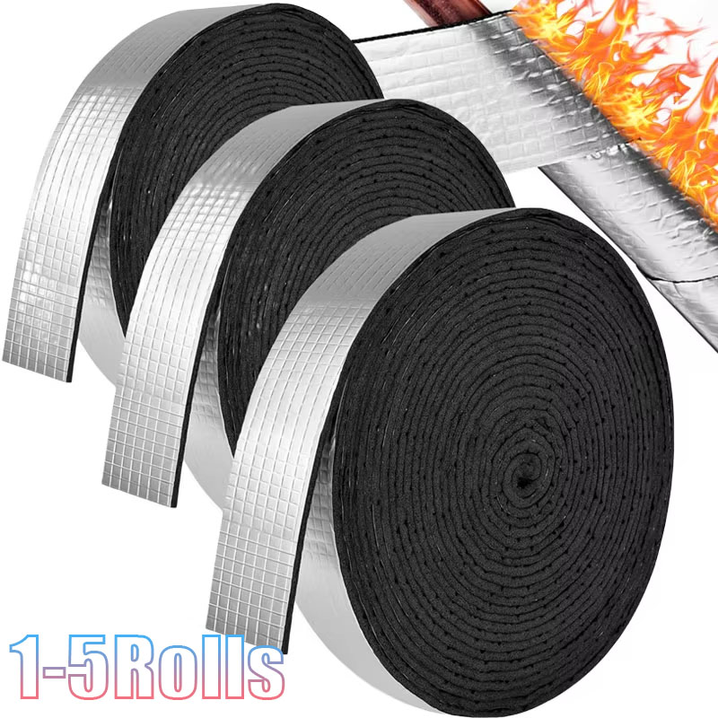 Pipe Insulation Foam - 1-5 ロールアルミ箔フォームパイプ断熱テープ自己粘着性屋外冷水冬凍結保護用ホームセンター用品