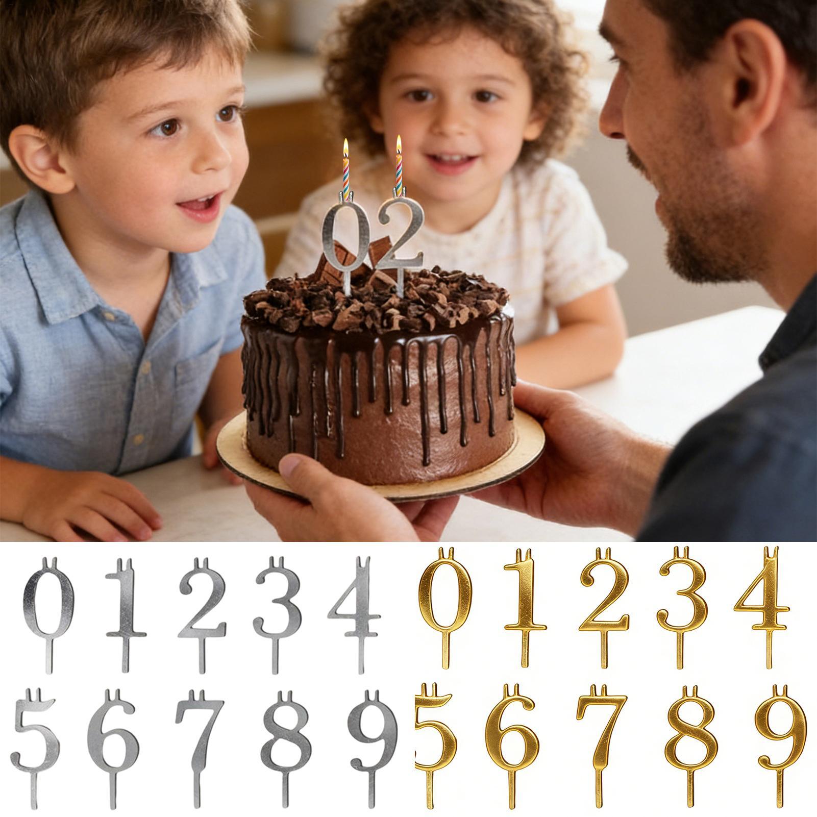 Home Improvement Supplies - 10個入り 0-9 数字ケーキトッパー メタルナンバーキャンドルホルダーセット 安定して再利用可能な誕生日ケーキトッパーデコレーションキャンドルホルダー