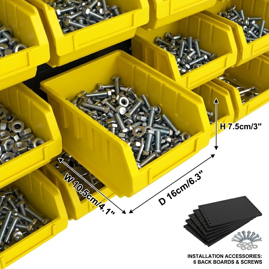 壁掛けプラスチック収納ボックス90個入り 赤黒 ハードウェア - Home Improvement Binford Tools のレビューと価格