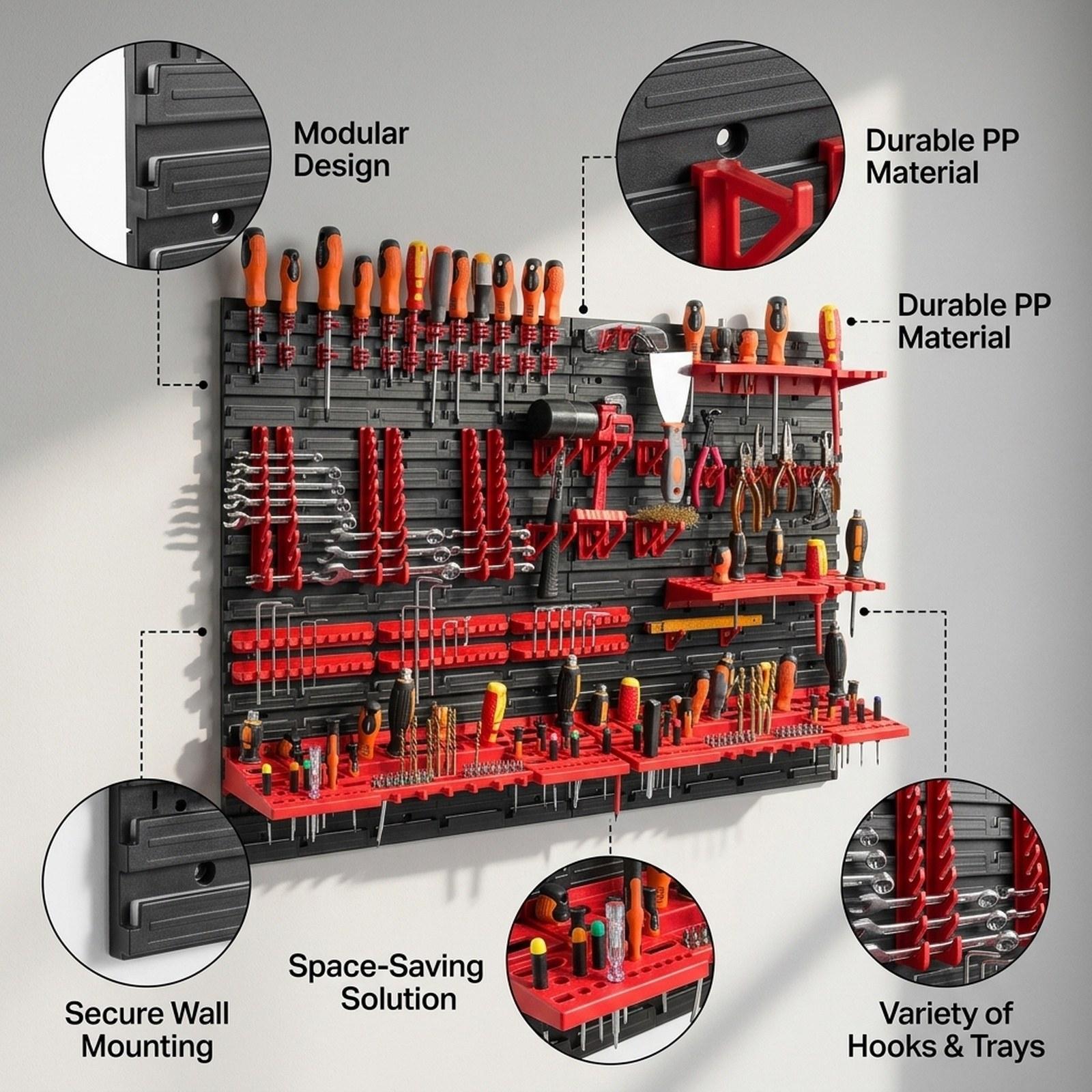 壁掛け式収納ビンと壁パネル付き多用途大容量パーツラック、ハー - Home Improvement Binford Tools のレビューと価格